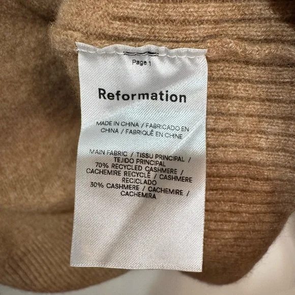 Reformation Cashmere Polo Sweater in
Camel Tan - Picture 6 of 6